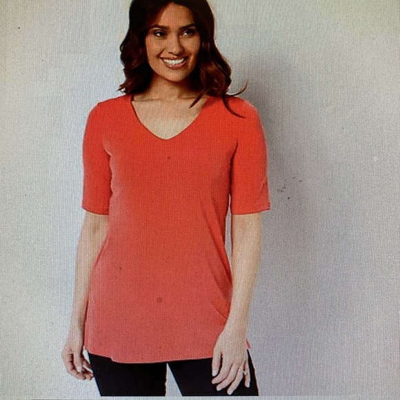 Susan Graver Modern Essential Regular Liquid Knit Tunic - Coral Pop NIB Size 4X - Picture 5 of 9